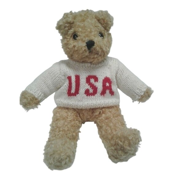 Ty Other - Baby Curly Attic Treasure USA sweater Teddy Bear Stuffed Animal